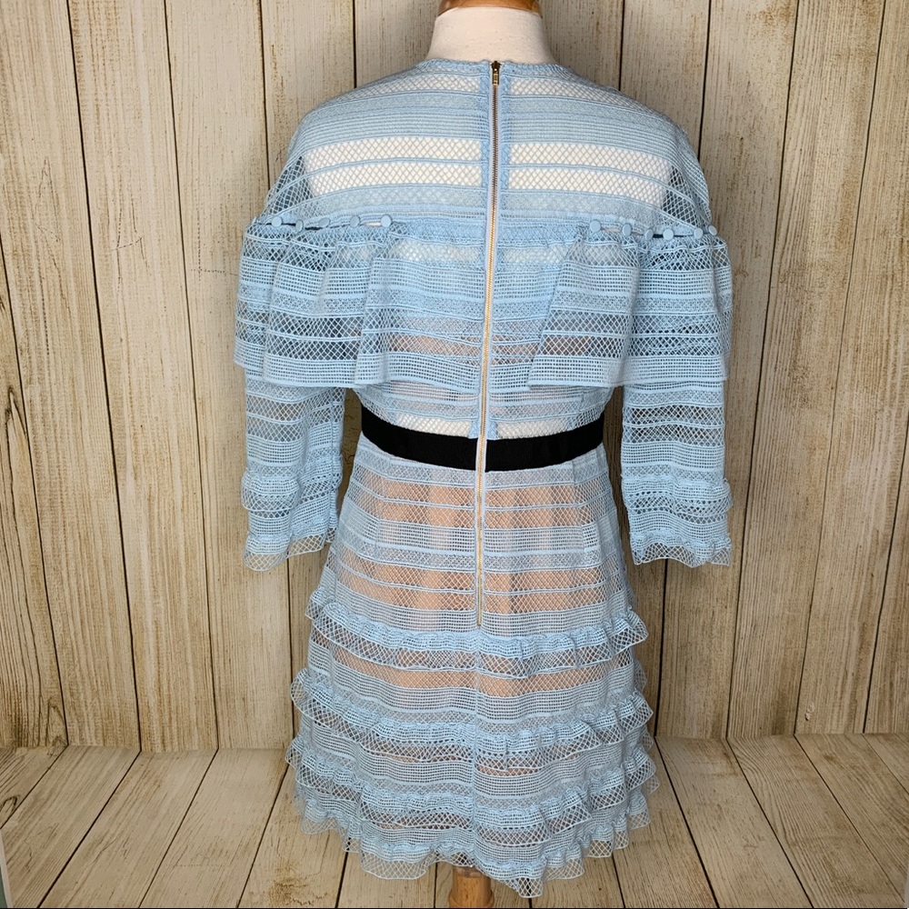Self-Portrait Blue and White Mini Dress - Picture 5 of 8